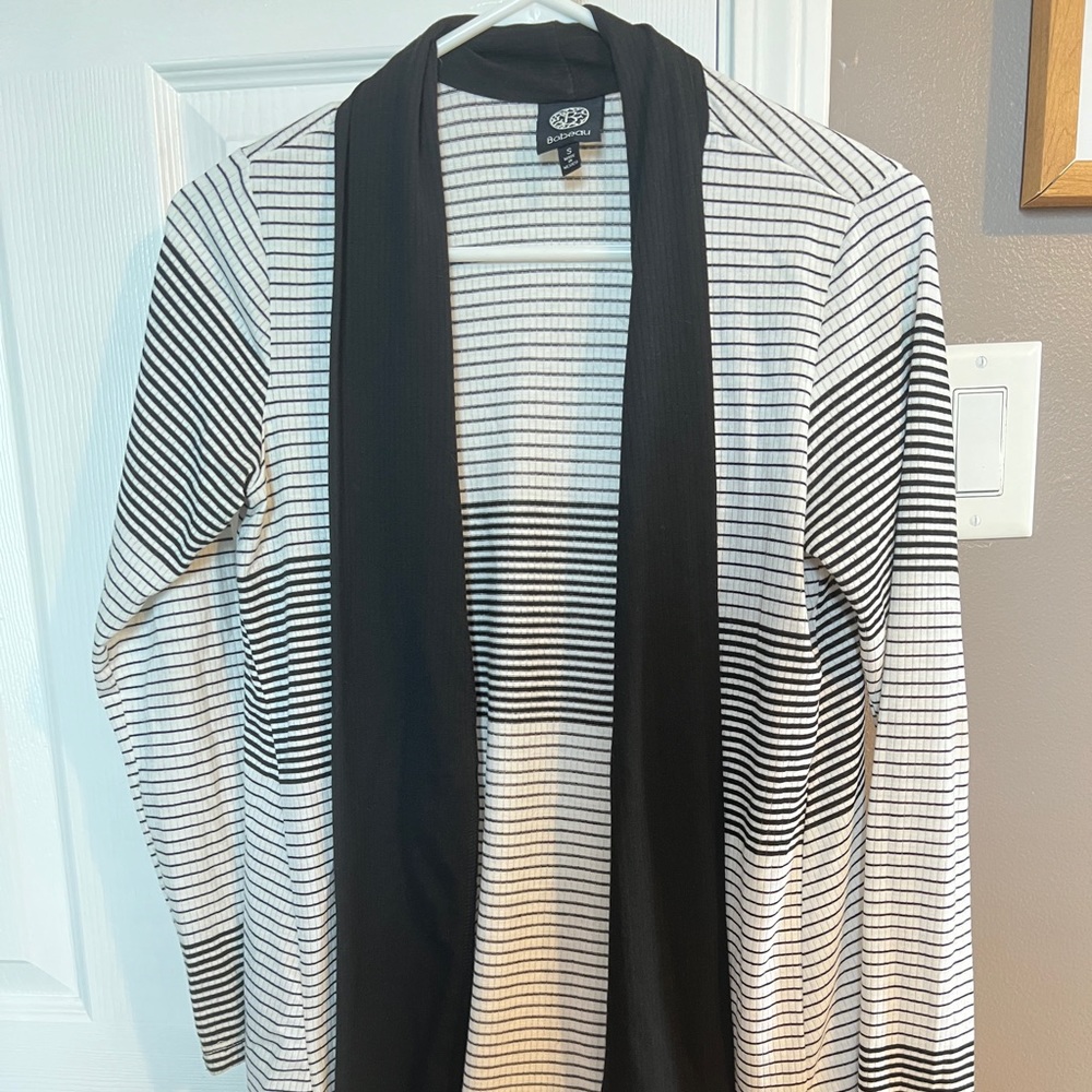 Black /white striped cardigan